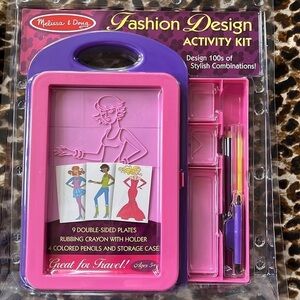 Brand New Melissa & Doug Fashion Design Activity Kit Rubbing Plates Crayons